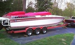 Type of Boat: Power Boat
Year: 1989
Make: Wellcraft
Model: Scarab Panther
Length: 32
Hours: 8
Fuel Capacity: 80
Fuel Type: Gas
Engine Model: twin 454 mags
Sleeps how many: 4
Max Speed (Boat): 90
Cruising Speed (Boat): 55
Inboard / Outboard (Boat): Twin
