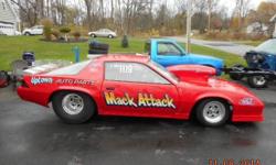**1990 FIBERGLASS CHEVROLET CAMARO**
CHASSIS ONLY
105" wheelbase, Fiberglass Body - Complete - lexan windows. Car weighs 2200 with Big Block w/o driver. Adjustable front coil overs, adj. rear coilovers. Heavy duty 4-link, wheelie bars, 4.56 pro gears.