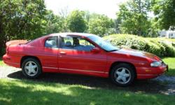1995 Chevrolet Monte Carlo LS, 3.1L, 6 cylinder engine, automatic transmission, 138K miles, extremely clean car, charcoal gray & black interior, torch red exterior. Always maintained, owned by a woman & previous owner was also a woman. The car was never