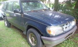 HERE IS A USED 1997 FORD EXPLORER XL 4WD 4 DR FOR PARTS OR REPAIRS. TITLE IN HAND AND READY.
AUTOMATICE POWER WINDOWS, POWER DOOR LOCKS, POWER STEERING, POWER BRAKES. BLUE EXTERIOR GRAY INTERIOR, AIRBAGS, AM / FM CASSETTE AND NEW FOUR DUNLOP ROVER H/T