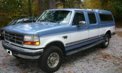 Ford F-250, 183,500 miles, automatic, 4x4, great condition for its year, crew cab, 7.3L powerstroke Diesel engine, bench seat in front w/ fold-down arm rest/compartment, comes with original cap (never removed) and original floor mats, short bed.
VIN #