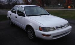 1997 Toyota Corolla Classic Edition
Automatic
Only 142k Miles
Power Windows and Locks
4 Cylinder Great on Gas
New Alternator, Battery and Complete Tune Up
Never smoked in
Good Set of Tires
Runs Excellent, All Fluids Fresh
Kids are'nt Using for college