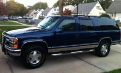 Condition: Used
Exterior color: Indigo Blue Metallic
Interior color: Blue Leather
Transmission: Automatic
Fule type: Gasoline
Engine: 8
Drivetrain: Automatic Transmission
Vehicle title: Clear
DESCRIPTION:
Up for sale is my 1999 Chevrolet Suburban LT. My