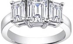 This ring features three hand-picked emerald cut diamonds securely prong set in 14 KT white gold. This ring comes with a certificate of appraisal from a U.S. based independent diamond appraisal laboratory.