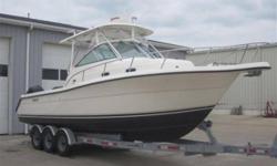 Type of Boat: Fishing Boat
Year: 2000
Make: Pursuit
Model: 2870WA
Length: 28
Hours: 375
Fuel Capacity: 235
Fuel Type: Gas
Engine Model: Twin 225 Mercury Optimax
Sleeps how many: 3
Awnings: None
Max Speed (Boat): 45
Cruising Speed (Boat): 30
Inboard /