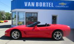 2000 Corvette Convertible-$25,900
-18,810 MILES-
? 5.7 LITER 345HP SEQUENTIAL FUEL INJECTION ENGINE
? 4 SPEED AUTOMATIC TRANSMISSION W/ OVERDRIVE
? TORCH RED EXTERIOR
? BLACK LEATHER INTERIOR
? POLISHED ALUMINUM WHEELS
? ADJUSTABLE SPORT BUCKET SEATS
?