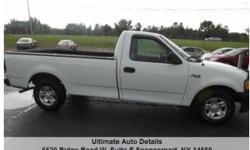 Clean One Owner 2000 Ford F-150 Pickup with 8' box. Automatic transmission with a 4.2 Liter V-6. Air conditioning, dual outside mirrors, tinted glass, interval wipers, am / fm radio, bug shield, bedliner, alloy wheels with new tires. Cloth split bench