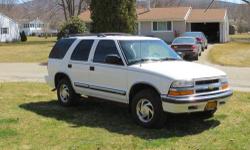 CHEVY BLAZER, VERY WELL MAINTAINED 4X4 SUV. 89K MILES AND NEVER BEEN RUN HARD. JUST HAD IT SERVICED AND REPLACED UPPER AND LOWER BALL JOINTS AND BREAKS ALL AROUND, and FRONT END ALIGNMENT. ALSO, HAD OIL CHANGE AND LUBE AND NYS INSPECTION. TIRES ARE A YEAR