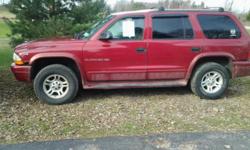 2001 Dodge Durango SLT 4x4. V8 4.7 engine 3rd row seat, AC, PW, PL tow hitch, remote start. Lots of new parts new oil pan, trans pan, front drive shaft for 4 wheel drive, heater blower, AC clutch. Needs new tires.