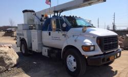 2001 Ford F750 - Cat 3126 Diesel - Allison 6 Speed Automatic - 47' Terex Bucket Truck - Electrical Truck - Tree Truck - Utility Truck,
2001 47' bucket truck. It has the Terex Hi-Ranger SC42II rear mounted on a F750 extended cab - quad cab truck. The