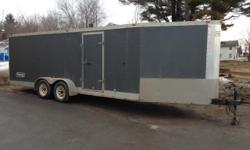 Selling 2001 Snowmobile trailer. Trailer is 6' wide and 20' long to the beginning of the v. The V measures 6 additional feet. Drive in drive out. This trailer is marketed as 2 sled in-line however, we hauled 1 short track and two long tracks most of the