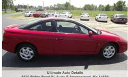 Sharp 2001 Saturn SC1 2Dr Coupe. Front wheel drive with a 1.9 liter 4 cylinder rated over 30 mpg highway miles. Automatic transmission, air conditioning, power windows, locks, mirrors, keyless entry, daytime running lights, power moon roof, cruise