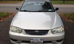Clean and well maintained 2001 Toyota Corolla LE. Silver, Alloy wheels, ABS, Automatic, Air Conditioning, Airbags, Power Windows, Power Door Lock, Cruise Control, Remote Keyless Entry, Security System, Daytime Running Light, Outside Temperature. One owner