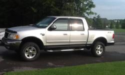 Up for sale is a 2002 Ford F150 FX4 Super Crew short box, 4wd, metallic silver paint, loaded with moon roof, new brakes, new tires,car starter, triton 5.4 v8 engine with plenty of power, good on fuel, 83,000 miles asking $ 9800 or best offer