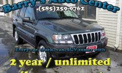 **Get a FREE 2 Year Unlimited Mileage Warranty!!**
Here we have a wonderful 2002 Jeep Grand Cherokee 4WD that is a beauty to drive. This car is loaded with options including keyless entry, trip computer, second row folding seats, power options, air