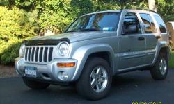2002 JEEP LIBERTY LIMITED EDITION. AUTOMATIC, 4WD, 75,600 MILES, SIX CYLINDER, SECOND OWNER, SILVER WITH BLACK CLOTH INTERIOR, AM/FM MP3 STEREO WITH CD. TINTED WINDOWS, REPLACED TIRES, FRONT BRAKES, ROTORS, CALIPERS ABOUT SIX THOUSAND MILES AGO. NEW REAR