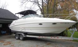 For sale Larson 274 Cabrio Cruiser in excellent condition.
Powered by a Mercruiser 350 magnum 300hp engine with a Bravo III dual props sterndrive.
Length 28', beam 8' 6", draft 34", weight 6000 lbs., fuel 85 gal.
This boat features a walk thru windshield