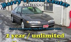 **Get a FREE 2 Year Unlimited Mileage Warranty!!**
Here is a low mileage Oldsmobile Intrigue GX Sedan. This car has basic power options, cruise control, ABS Brakes, Alloy wheels and more. Come check it out today. You could take this home for as low as