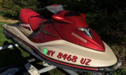 The Jetski has been fun for many years....sad to see it go! New Battery, starts right up and runs well! The ski was used on lakes and the Hudson River, so no salt issues will be found. Comes with a 2003 Karavan double ski trailer with new winches, new