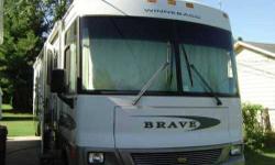 2002 Winnebago Brave WFF34D Class A 34.5 feet long, V10 Ford engine, 37,500 miles, well maintained and stored inside for winter. 2 slides, new awnings above slides, satellite dish, new batteries, no smoking or pets, in excellent condition. All wheel