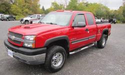 Up for your consideration this just in 03 Silverado 2500 HD extended cab 4dr four by four loaded with LS equipment package, autotrac electronic shift on the fly four wheel drive, power windows,locks,tilt steering and cruise control, aluminum wheels, CD,