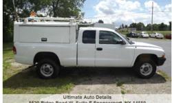 Need a MID-SIZE work truck? Clean one owner 2003 Dodge Dakota Club Cab 4x4. Automatic transmission with a 3.9 liter 6 cylinder. Air conditioning, tinted glass, interval wipers, driver & passenger air bags, am / fm / cassette, roof rack with ladder racks,