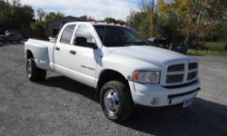 Up for your consideration this just in 3 owner Autocheck certified no isssue 2003 Dodge Ram 3500 Laramie Crew Cab Dually 4x4 with dodges mighty 5.39 Cummins Turbo diesel engine , fully heated leather interior, power everything, Cold AC and excellent heat,