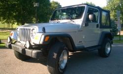 2003 Jeep Wrangler Sport with the 4.0L Straight 6 and a 5-speed manual transmission with manual 4x4. This is the bulletproof engine that Jeep lovers look for! Also features A/C and AM/FM CD stereo. New clutch installed on 11/13/14.
All features -
Driver