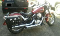2003 Kawasaki Vulcan Classic , 800cc, 25k miles, clean very good condition, solo Mustang seat and original two up seat. Lock on removable leather bags, removable windshield, auxiliary road lights, garage kept, never down. New rear tire, front tire only