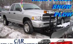 SNOW WAY POWER ANGLE SNOW PLOW!!! ALL NEW TIRES!!! POWER SEATS!!! TOW PKG!!! HEMI POWER!!! SLIDING REAR WINDOW!!! BED LINER!!! HERE'S A CLEAN WELL MAINTAINED 2004 DODGE RAM 2500 4X4 QUAD CAB SLT SHORT BED POWERED BY THE 5.7L 345 HP HEMI V8. OTHER OPTIONS