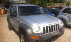 2004 JEEP LIBERTY
141K
-CLEAN TITLE
-CLEAN CAR FAX
-4X4
-AIR CONDITION
-AIR BAGS
-GOOD TIRES
-GREAT ENGINE 3.7 LITER
-GREAT TRANNY
ALL POWER DOOR LOCKS
POWER MIRRORS
POWER STEERING
POWER WINDOWS
ALARM
CLEAN IN AND OUT
CD PLAYER
AM-FM RADIO
ABS
AIR BAGS