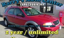 **Get a FREE 2 Year Unlimited Mileage Warranty!!**
Here is a super clean Freestyle with AWD, power options, and it comes with a great warranty for just $72/month!
Make your New Years resolution to trade in that old gas hog for a newer pre-owned vehicle in