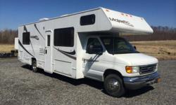 Class C motorhome w. Only 104,000 miles ! Has a V-10 ford triton engine , decent gas mileage. 31 feet long. Sleeps 6 adults comfortably but can accommodate more if they're children. Has onan generator, double door fridge/ freezer, AC , bathroom, shower,