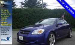 Cobalt SS Supercharged, 2D Coupe, 5-Speed Manual, FWD, 100% SAFETY INSPECTED, 4 NEW TIRES, FRONT REAR PADS ROTORS, FULL ALIGNMENT, MOONROOF, NEW ENGINE OIL AND FILTER, SERVICE RECORDS AVAILABLE, and XM RADIO. Vehicles with a 12/12 Select Warranty have