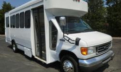 Ford E-450 16 passenger plus driver shuttle bus with 2 wheelchair positions. We have reconditioned this bus from bumper to bumper. It has a rugged and dependable Triton 6.8L V-10 engine with only 55k miles! This engine is well known for it's power and