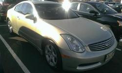 Look at this 2006 Infiniti G35 Coupe . It has a transmission and a Gas V6 3.5L/213 engine. This G35 Coupe has the following options: Continuously variable valve timing control system, Vehicle security system w/immobilizer, Emergency inside trunk release,