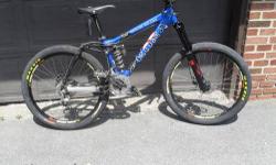 Kona coiler deluxe downhill mountain bike with a 15" frame all tuned and ready to go. Equiped with the following parts. Avalanche downhill racing suspension."Chubbie" 6" rear shock with titanium spring. This was just shy of a $1000.00 upgrade from the fox