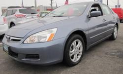 2007' Honda Accord SE 2.4, 4D Sedan, 2.4L I4 DOHC i-VTEC 16V, 5-Speed Automatic with Overdrive, Front Wheel Drive, Cool Blue Metallic, Gray w/Cloth Seat Trim, and A 12 Month 12000 Mile Royal Shield Power Train Warranty. ""WOW !!!"" This Is A Must See Car.