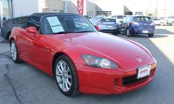 007 HONDA S-2000 2dr Convertible Formular Red Rwd Leather Steering- Manual 5SPD -4 Cyl. Black Leather Interior - Alloy Wheels - Power Conv. Top A Very Rare Find - Try and Find Another Drives and Looks Excellent Vin. JHMAP21447S002313 Stk # U19178T Be sure