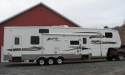 Slides:1
2007 Keystone Raptor 3814 , Our family took this fifth wheel unit on only a few camping trips since we purchased it new. So, we thought we should offer it for sale. It is VERY clean. It has a larger than average garage as toy haulers go at 14