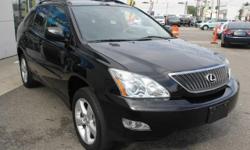 2007 Lexus RX 350 4dr SUV (3.5L 6cyl ) with Black Onyx Exterior, Black Interior. Loaded with Leather Seats, Power Front Seats, Driver Seat Memory, Heated Front Seats, Leather and Wood Steering Wheel Trim, Cruise Control, Audio Steering Wheel Controls, CD