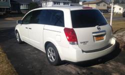 07 Nissan Quest s-
Pearl white, very clean, 3.5 engine-auto, dvd, lifetime rust protection , Zeibart gold care. includes tow package. rear ac, traction control. Very spacious with third row seat and captian chairs.brand new brakes.. Nice van-must see.