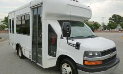 2008 Chevrolet G3500 Startrans Diesel Non-CDL wheelchair shuttle bus for up to 10 passengers with 1 wheelchair position. This bus has been thoroughly reconditioned, touched-up, serviced, checked and road tested and is clean, fully equipped and in