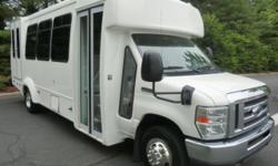 2008 Ford E-450 shuttle bus well maintained under DOT program and equipped with a reliable 6.8L Ford V-10 engine and automatic transmission with overdrive. It delivers a smooth and quiet ride and will get your group to their destination in comfort thanks