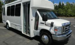 2008 Ford E-450 shuttle bus, DOT maintained and equipped with a reliable 6.8L Ford V-10 engine and automatic transmission with overdrive. It delivers a smooth and quiet ride and will get your group to their destination in comfort thanks to dual A/C and