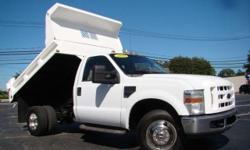 THIS ONE OWNER 2008 FORD F350 DUMP TRUCK HAS A 9FT STEEL MASON DUMP BODY. POWERED BY A 5.4L V8 GAS MOTOR WITH 107K MILES. WE HAVE SEVERAL AVAILABLE WHILE THEY LAST CALL OUR SALES DEPT TODAY. - This 2008 Ford F350 2dr 9FT MASON DUMP TRUCK GAS MOTOR