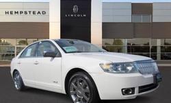 2008' LINCOLN MKZ, All Wheel Drive, 4D Sedan, 3.5L V6 DOHC 24V, 6-Speed Automatic, White Suede Clearcoat, Sand w/Perforated Heated & Cooled Leather-Trimmed Bucket Seats,VOICE ACTIVATED FACTORY IN DASH NAVIGATION, ABS brakes,17 Chrome Wheels, 6 Speaker