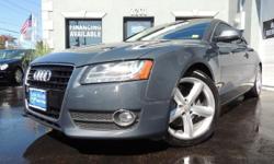TAKE A LOOK AT THIS METEOR GRAY PEARL 2009 AUDI A5 COUPE QUATTRO PREMIUM WITH NAVIGATION AND ONLY 52,104 MILES. HAS 2 PREVIOUS OWNERS, HAS BEEN DEALER MAINTAINED AND HAS A CLEAN CARFAX REPORT. THIS AUDI A5 COMES EQUIPPED WITH A 3.2L V6 ENGINE, AUTOMATIC