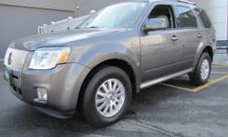 "" LOW MILEAGE"", 2009, Mercury Mariner Premier 340A Package, 4D Sport Utility, Duratec 2.5L I4 iVCT, 6-Speed Automatic with Overdrive, 4 Wheel Drive, Sterling Gray CC Metallic, Stone w/Premium Leather Low Back Bucket Seats, Amenities Package Elite (Dual