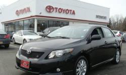 2009 COROLLA S-4CYL-FWD-AUTOMATIC-BLACK SAND PEARL,. GREY INTERIOR. MOONROOF, ALLOY WHEELS, SIDE SKIRTS AND SPOILER. TOYOTA CERTIFIED WITH 1.9% FINANCING AVAILABLE UP TO 60 MONTHS. THIS VEHICLE ALSO RECEIVES OUR EXCLUSIVE LFETIME POWERTRAIN WARRANTY. CALL